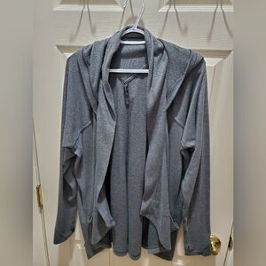 Women's Gaiam XL Dark Grey Flow Wrap Cardigan with hood